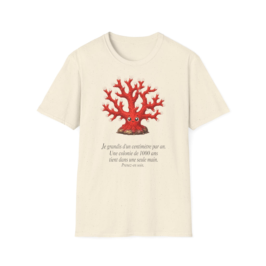 T-Shirt — Red Coral Illustration with French Quote