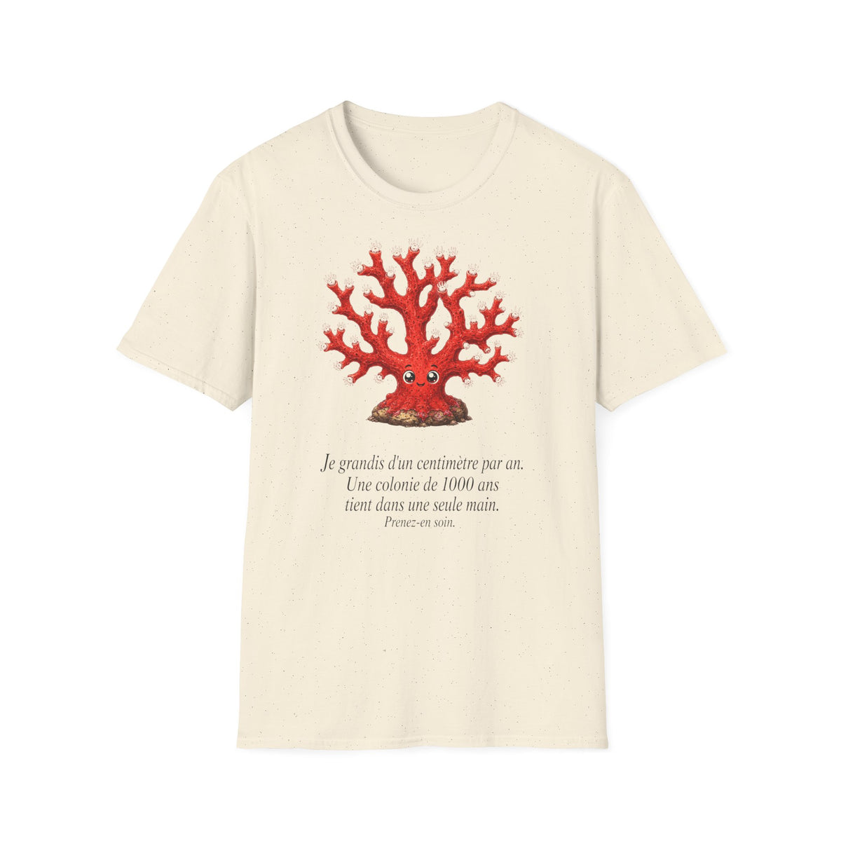 T-Shirt — Red Coral Illustration with French Quote