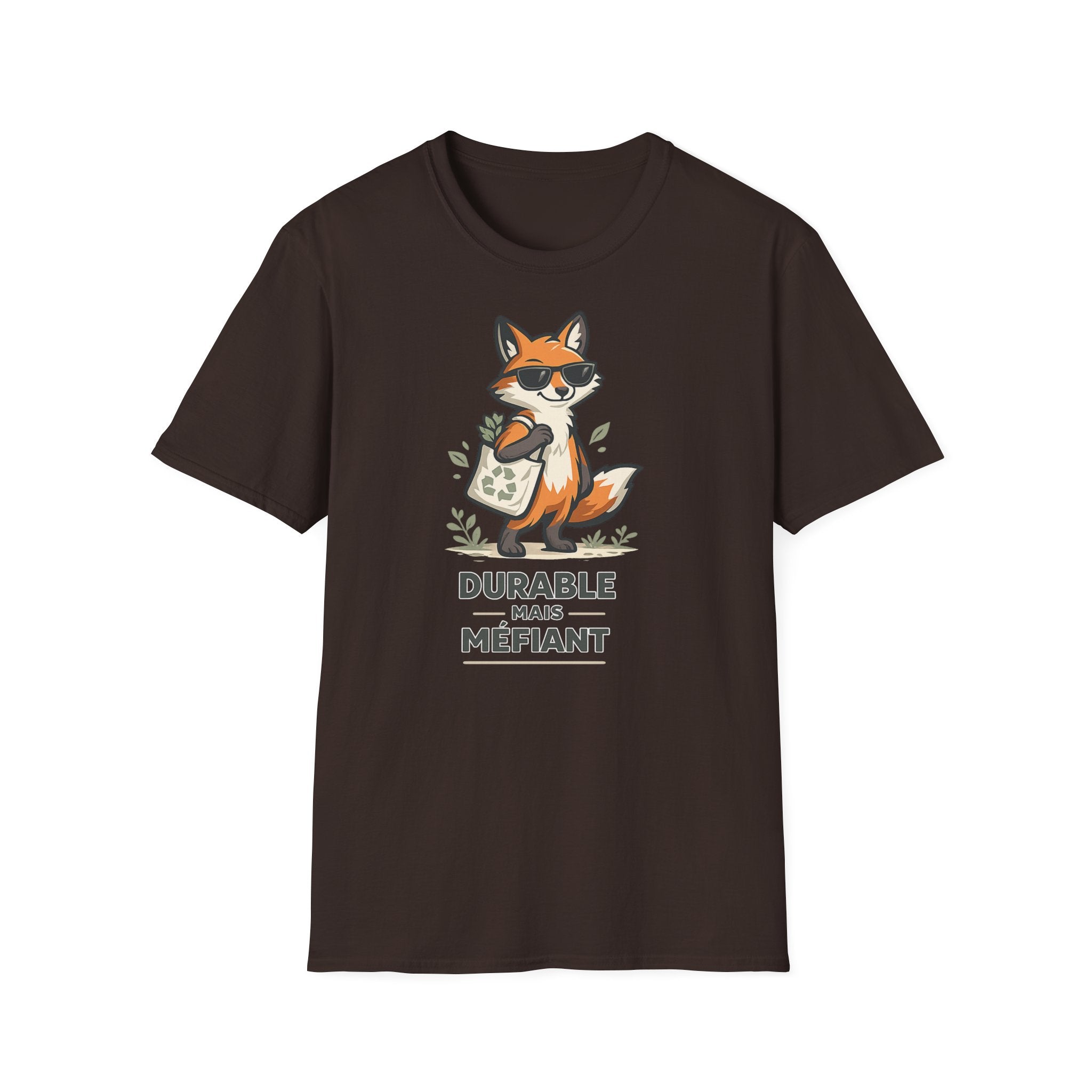 Fox Illustration T-Shirt — "Durable Mais Méfiant" Cute Fox Graphic Tee