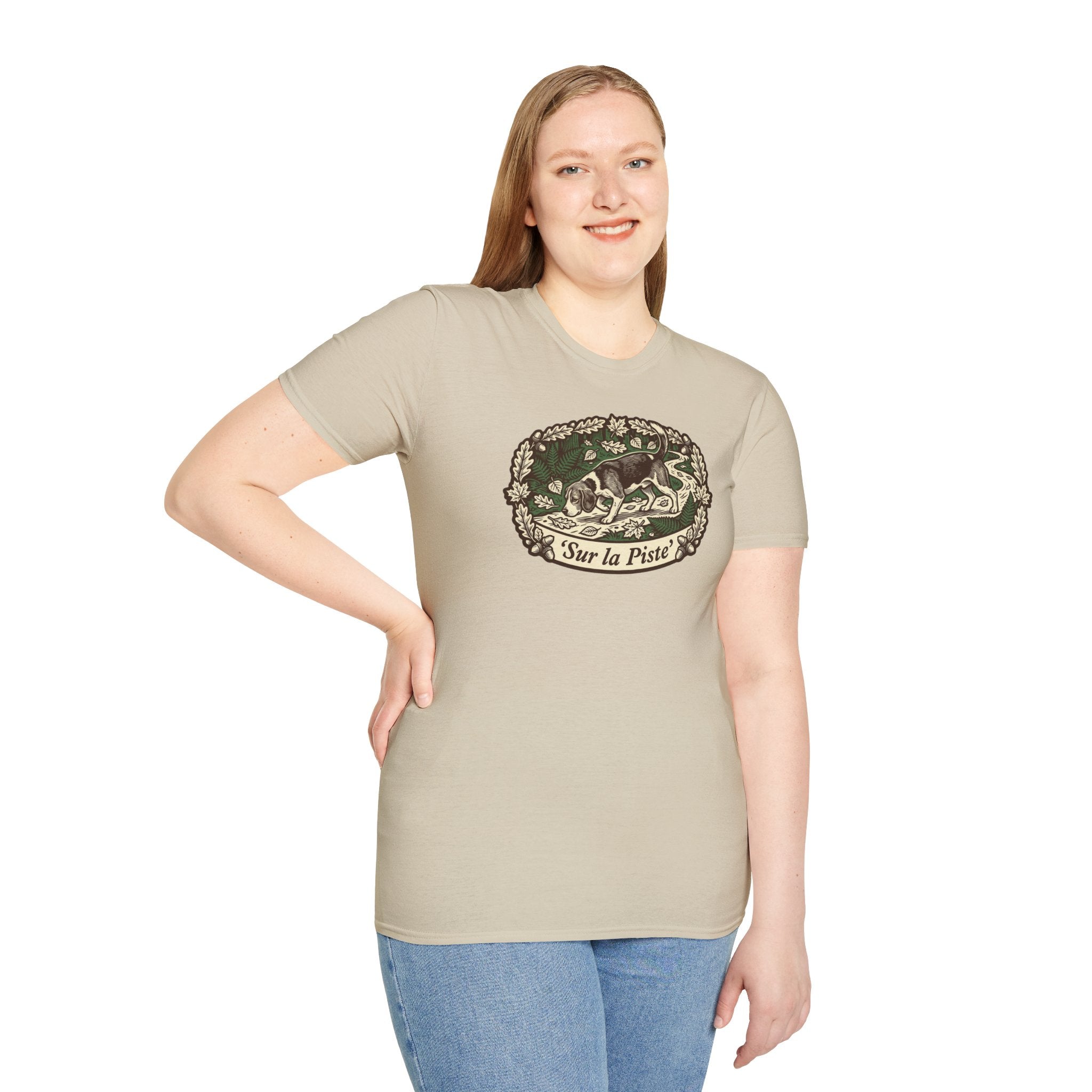 T-shirt — Graphique vintage nature lapin «Sur la piste»