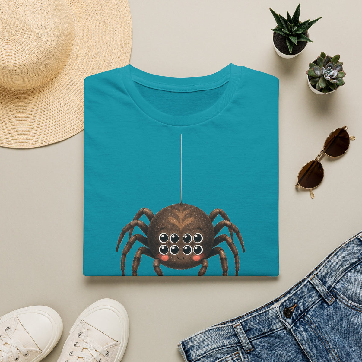 T-shirt illustré avec araignée — « J’ai huit yeux »