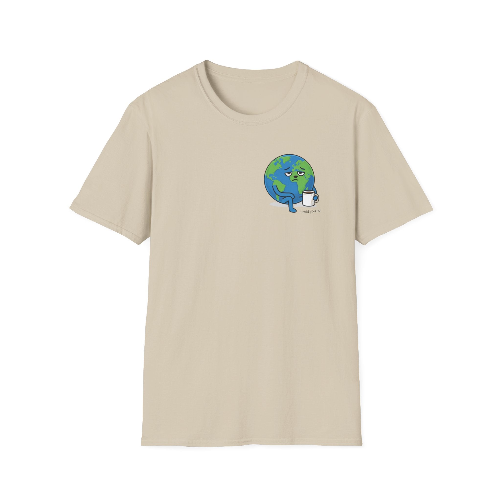 Earth Hugging Coffee T-Shirt — Cute Planet Drinking Coffee Graphic Tee