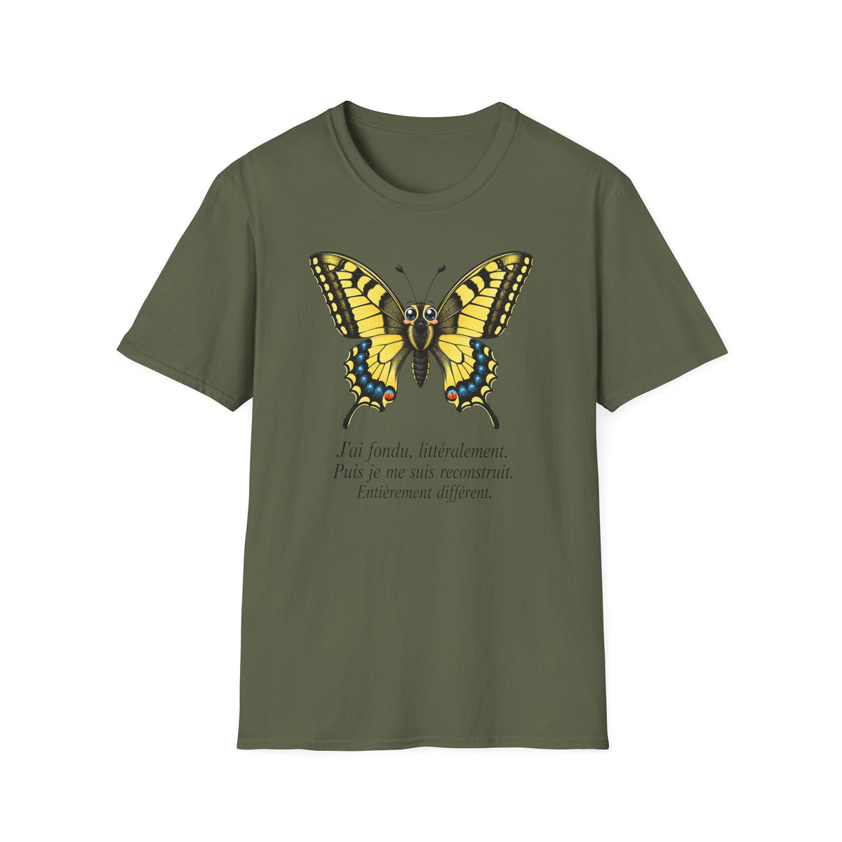 T-shirt graphique papillon — Machaon jaune vintage