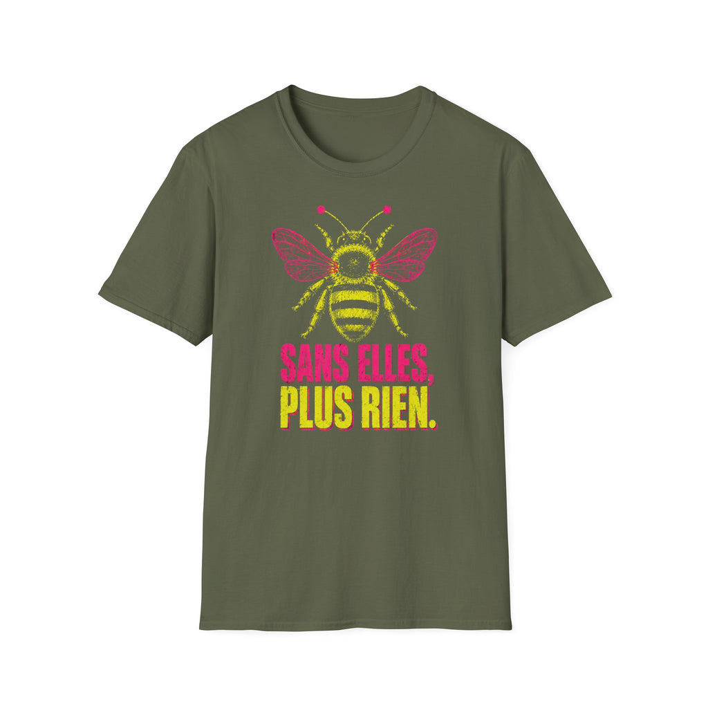 T-shirt graphique Abeille — « Sans elles, plus rien. » — T-shirt féministe en hommage aux pollinisatrices