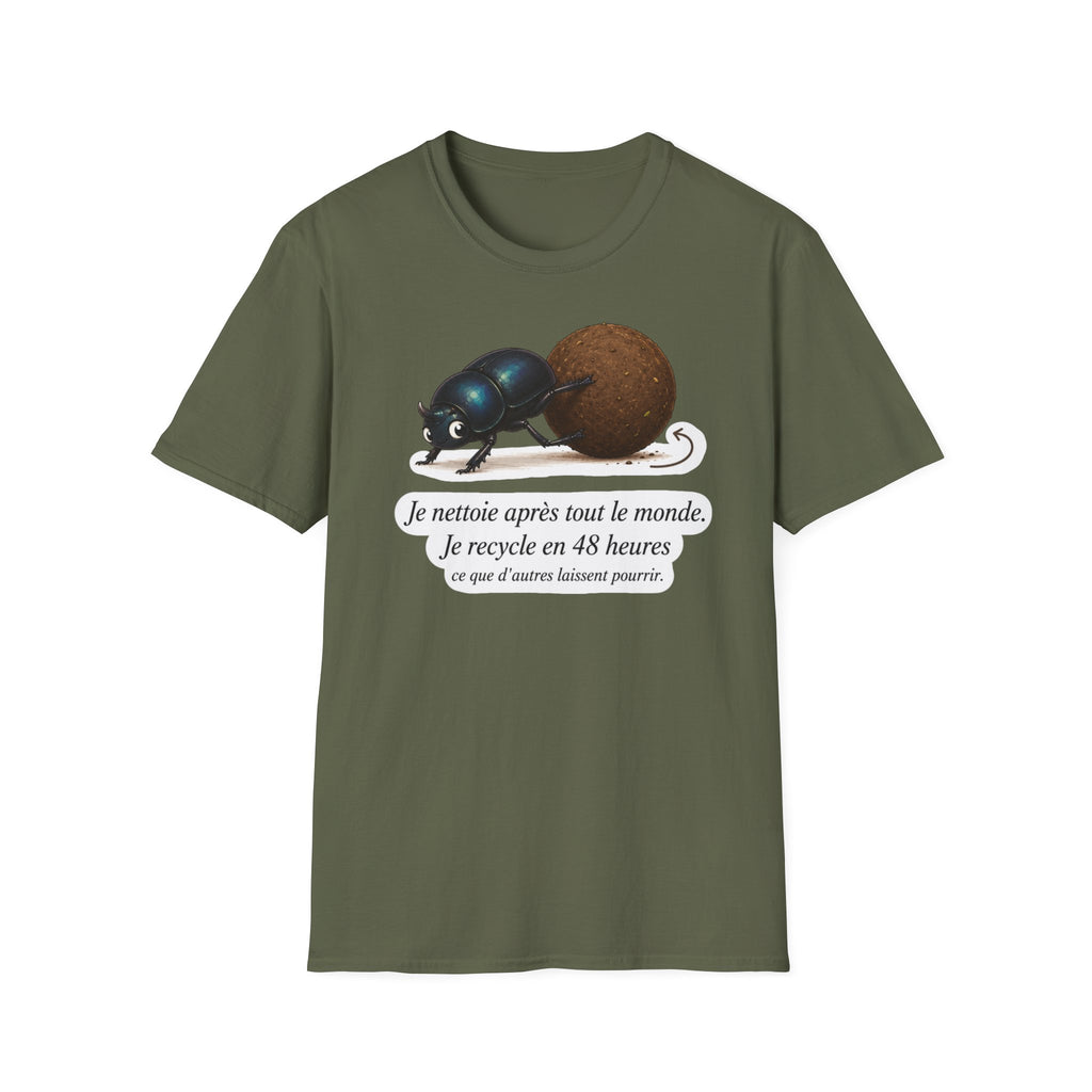 T-shirt — Scarabée bousier « Je recycle en 48 heures »