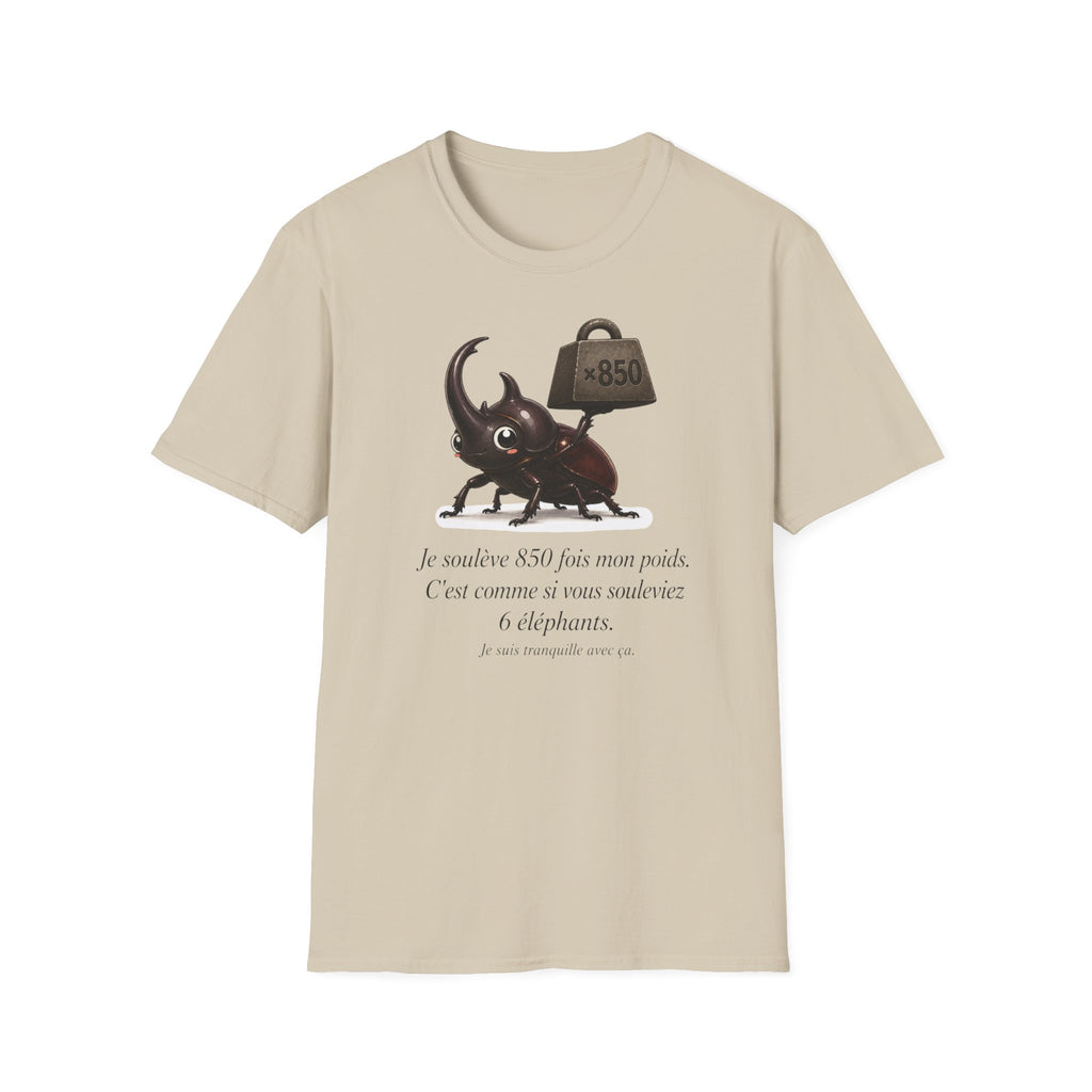 T-shirt « Force du scarabée » — Adorable scarabée rhinocéros portant 850 fois son poids