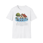 T-shirt « Maison inondée » — Adorable illustration kawaii d’une maison dans les eaux montante