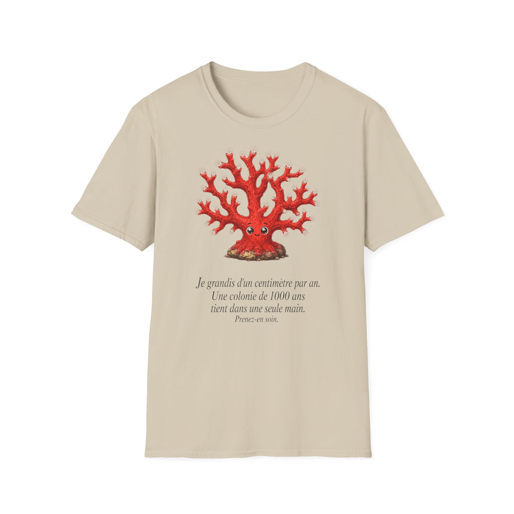 T-Shirt — Red Coral Illustration with French Quote