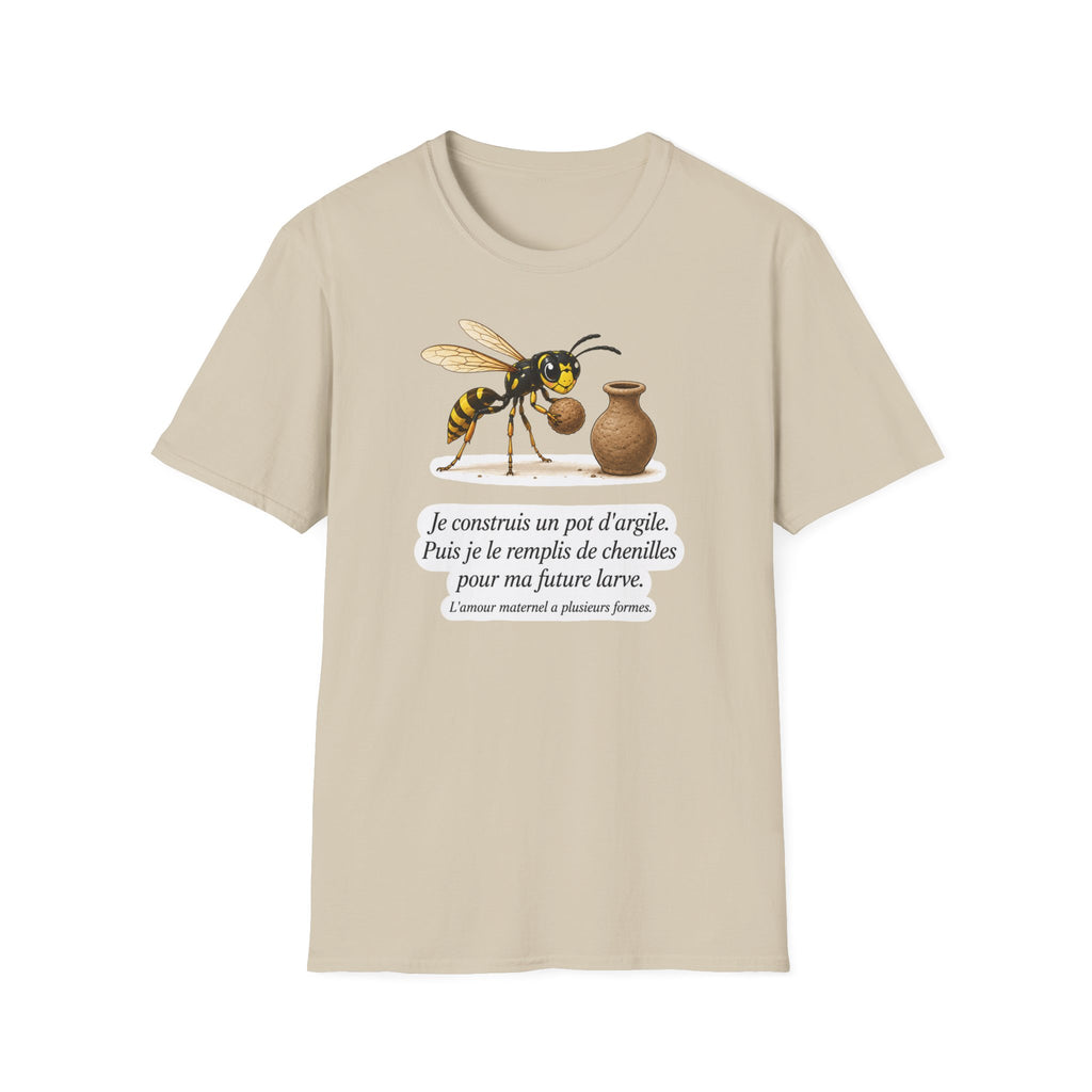 T-shirt — Guêpe avec illustration d’un pot en argile (« Je construis un pot d’argile »)