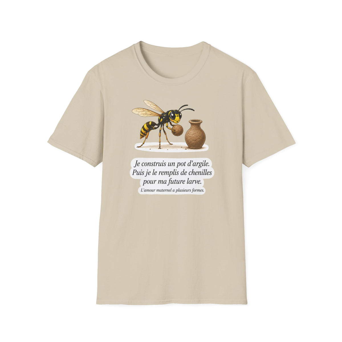 T-shirt — Guêpe avec illustration d’un pot en argile (« Je construis un pot d’argile »)