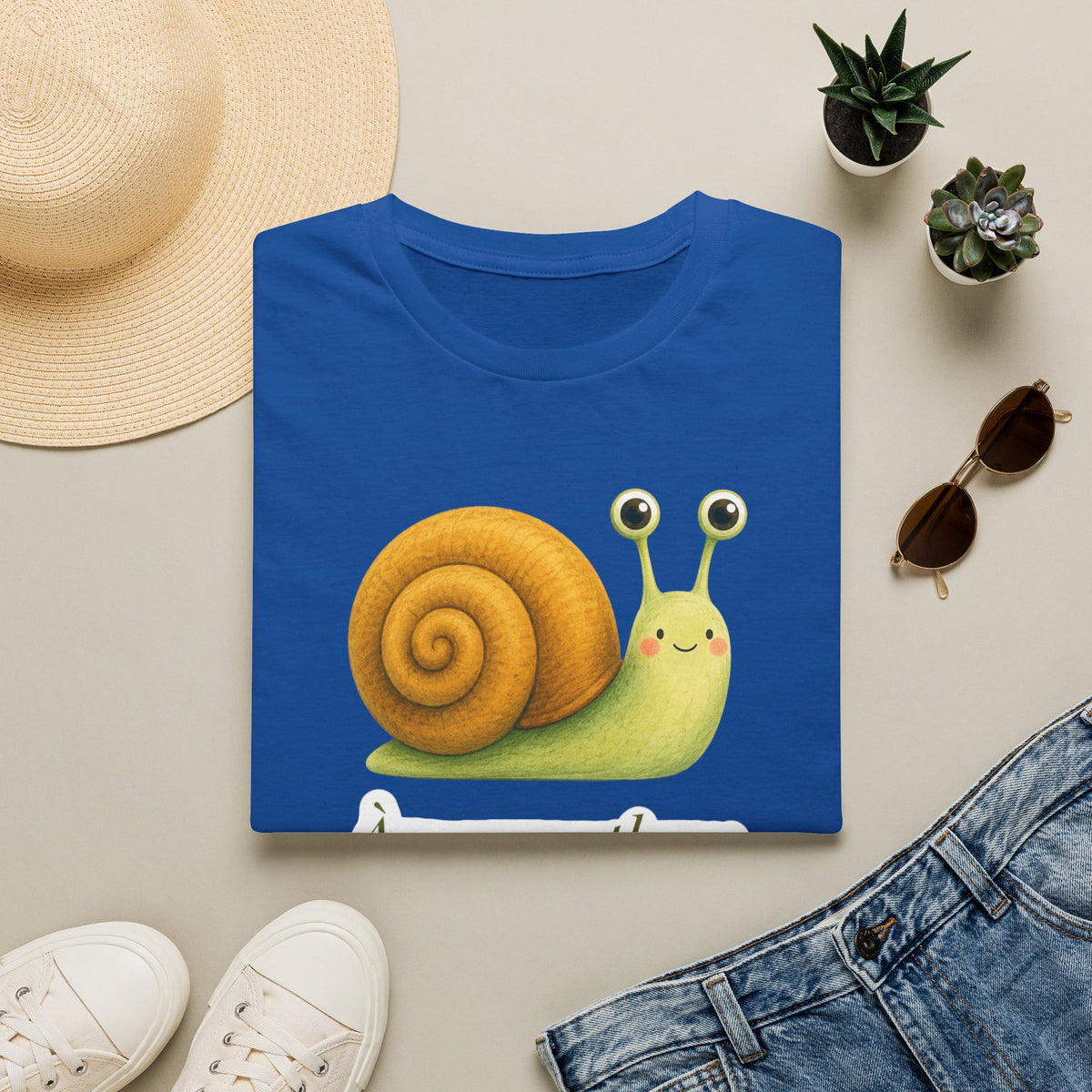 T-shirt illustré avec escargot — « À mon rythme. » — Adorable T-shirt « slow living »