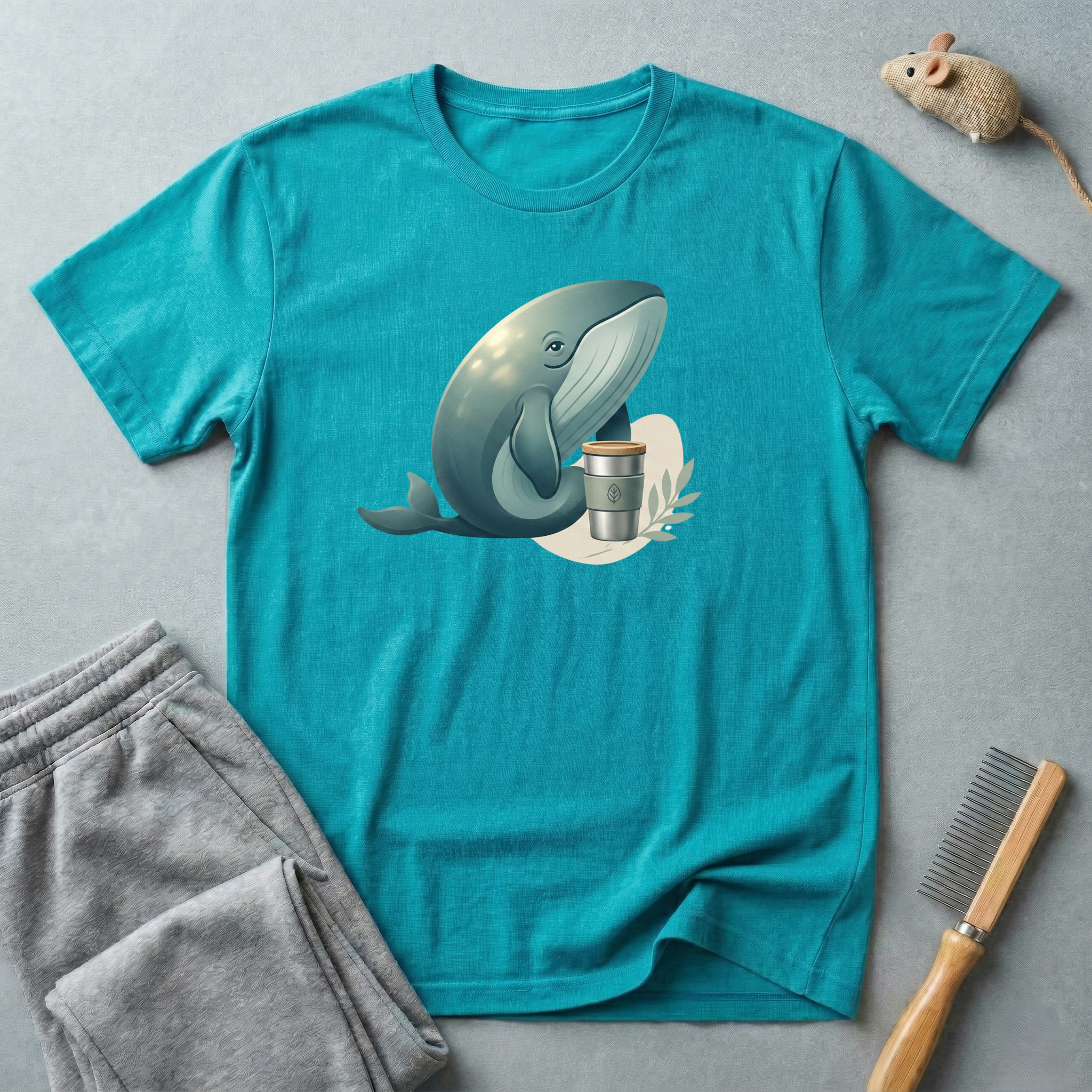T-shirt graphique Baleine et tasse de café