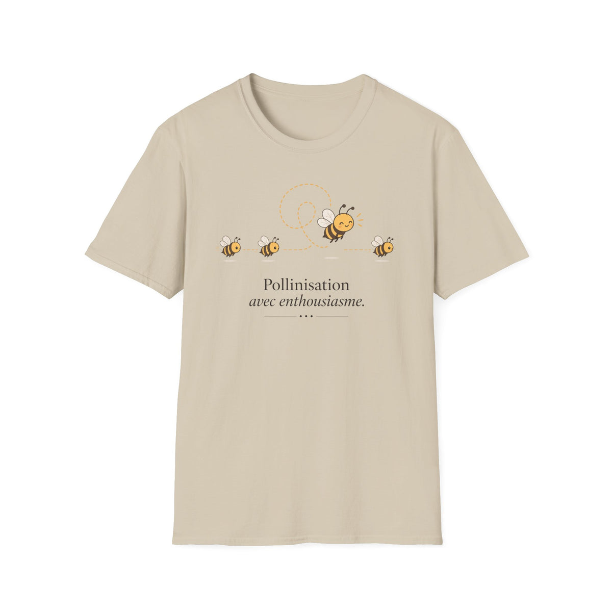 T-shirt Abeille et pollinisation — « Pollinisation avec enthousiasme » — Adorable illustration d’abeille