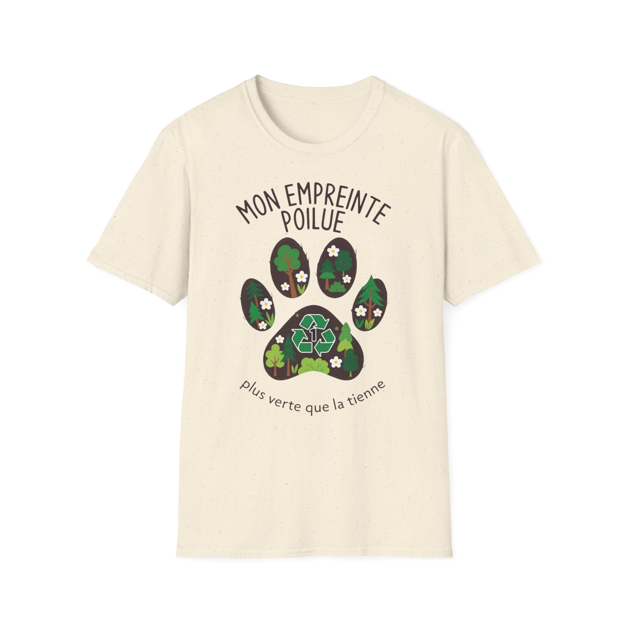 French Paw Print T‑Shirt — "Mon empreinte poilue" Floral Paw Graphic