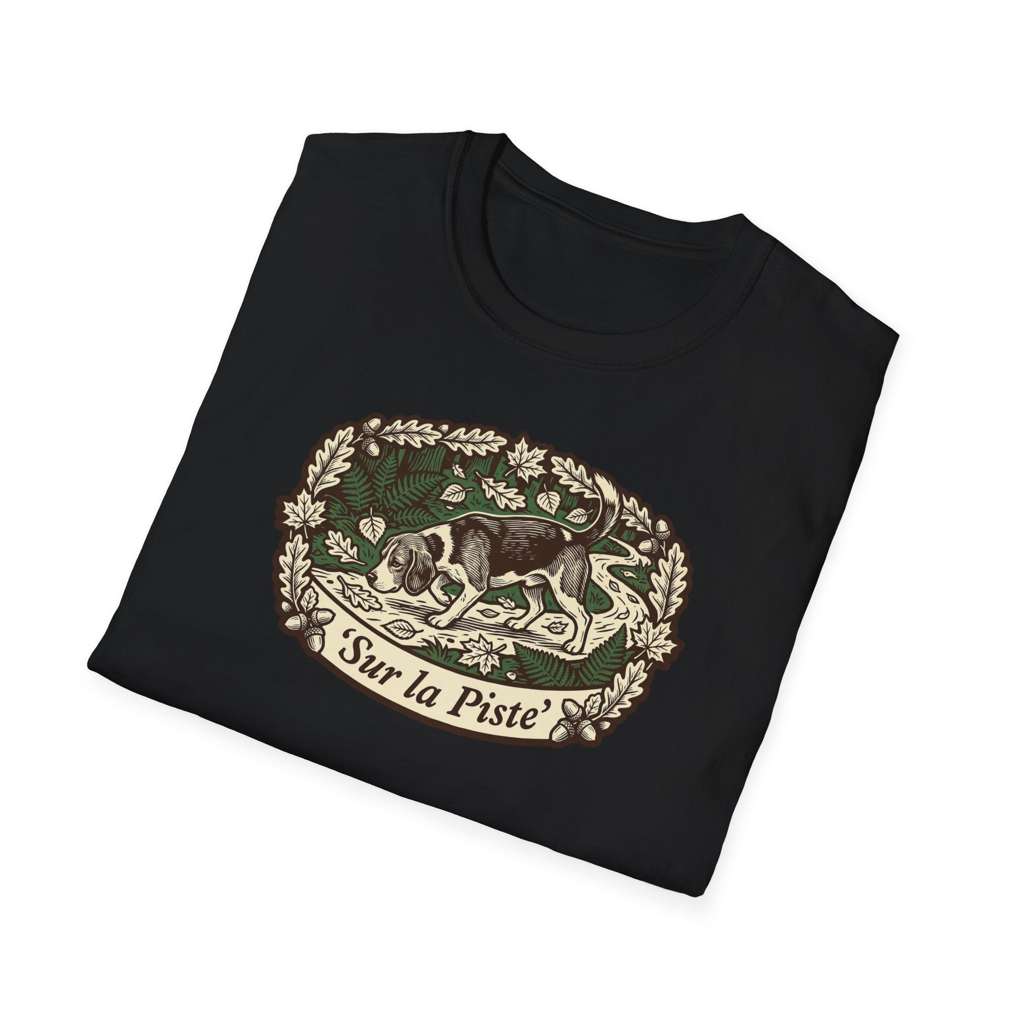 T-shirt — Graphique vintage nature lapin «Sur la piste»