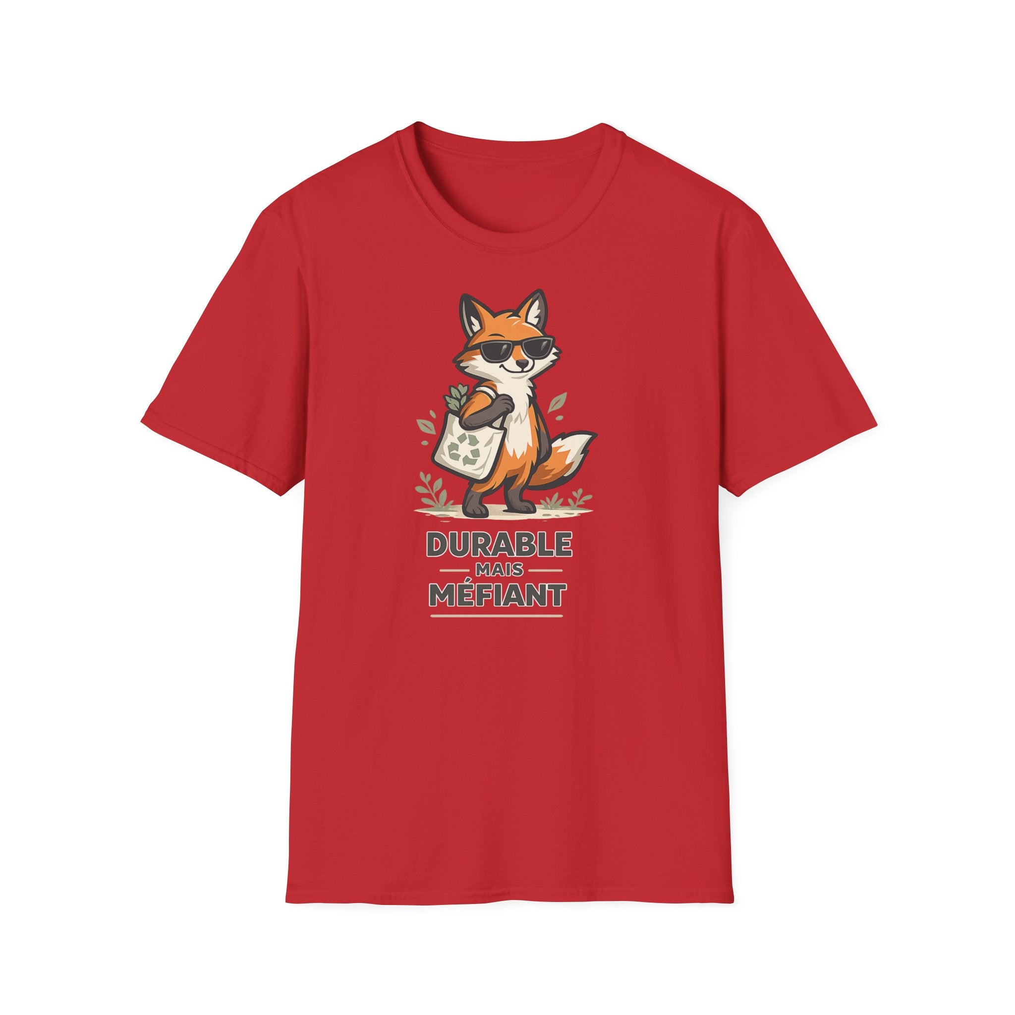 Fox Illustration T-Shirt — "Durable Mais Méfiant" Cute Fox Graphic Tee