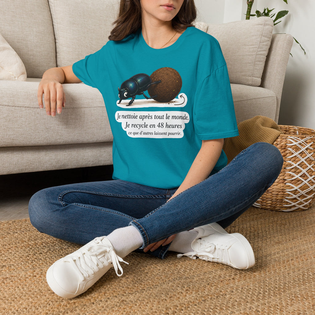 T-shirt — Scarabée bousier « Je recycle en 48 heures »