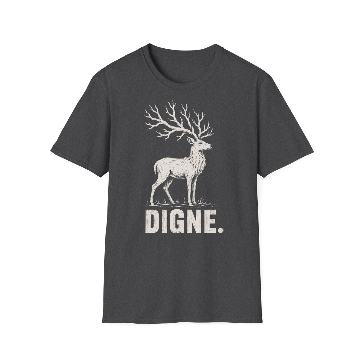 T-shirt illustré avec cerf — « DIGNE. » — T-shirt graphique inspiré de la nature