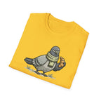 T-Shirt — "Menace biologique locale" Pigeon with Scarf and Croissant Cute Graphic