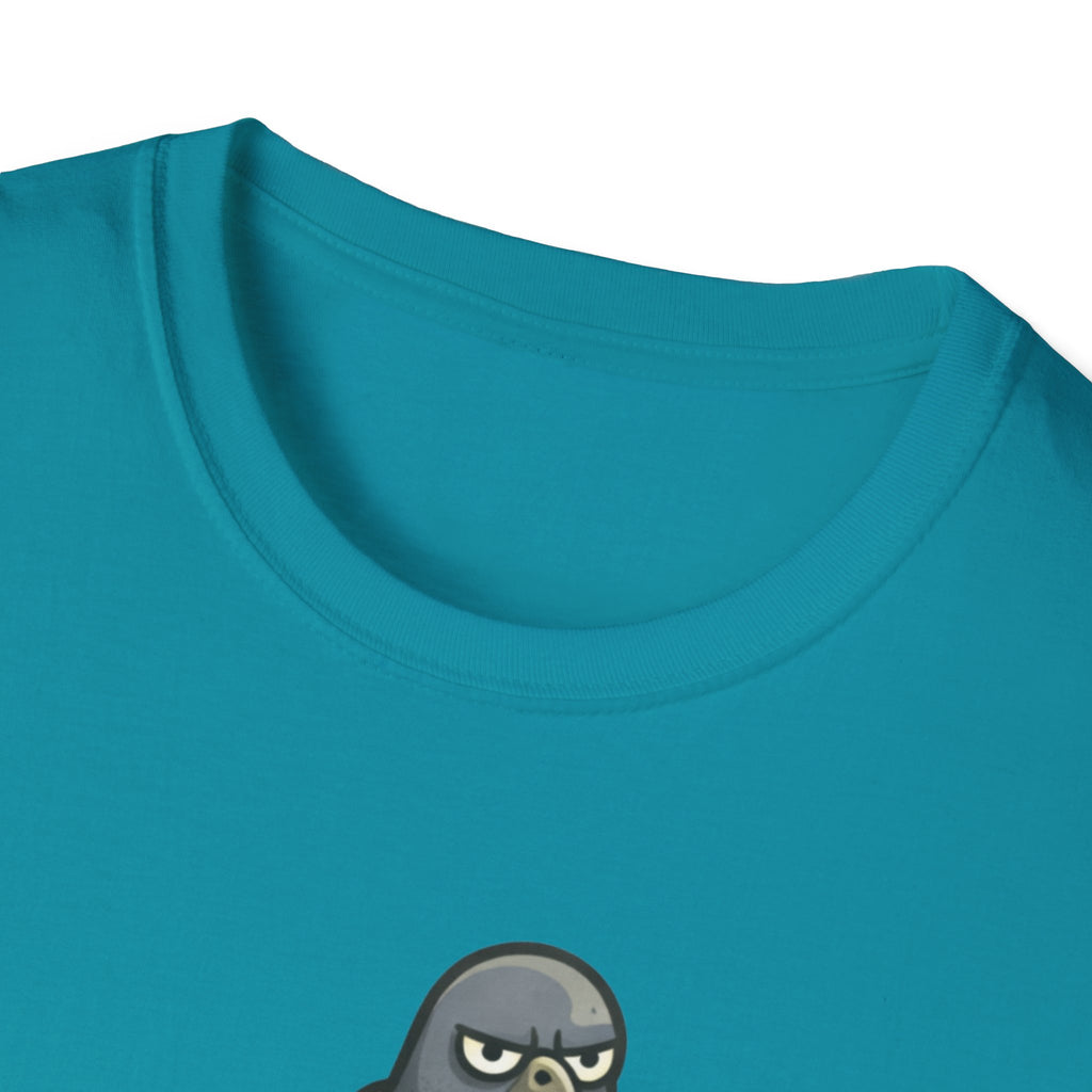 T-Shirt — "Menace biologique locale" Pigeon with Scarf and Croissant Cute Graphic