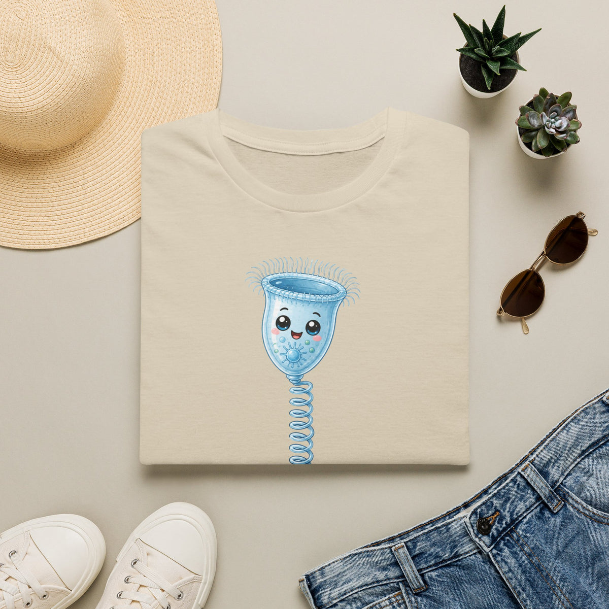 T-shirt illustré avec coupe menstruelle — Adorable t-shirt kawaii sur le thème des règles (sans tabou)