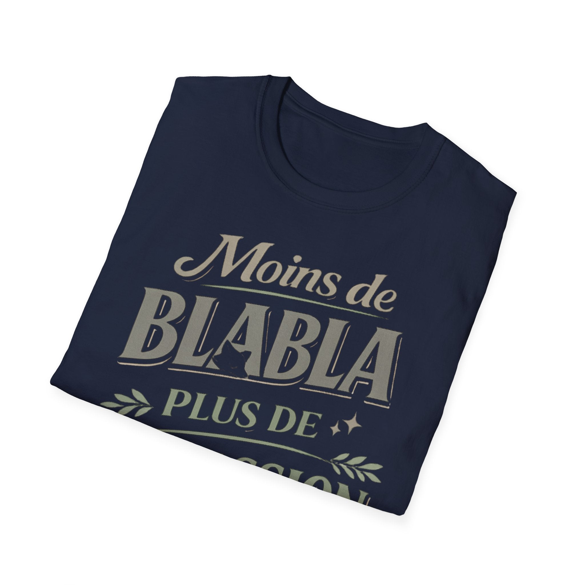T-Shirt — "Moins de Blabla, Plus de Compassion" French Typography Tee