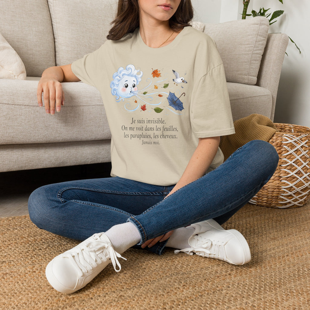 T-shirt — « Je suis invisible » — Illustration fantaisiste du vent