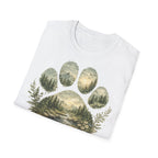 Wild Paw Landscape T-Shirt — Mountain Forest Paw Print Nature Tee