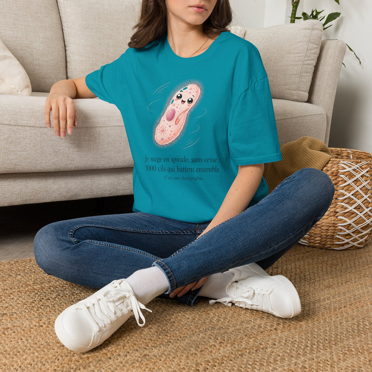 T-shirt avec adorable illustration de paramécie — T-shirt kawaii sur le thème de la biologie