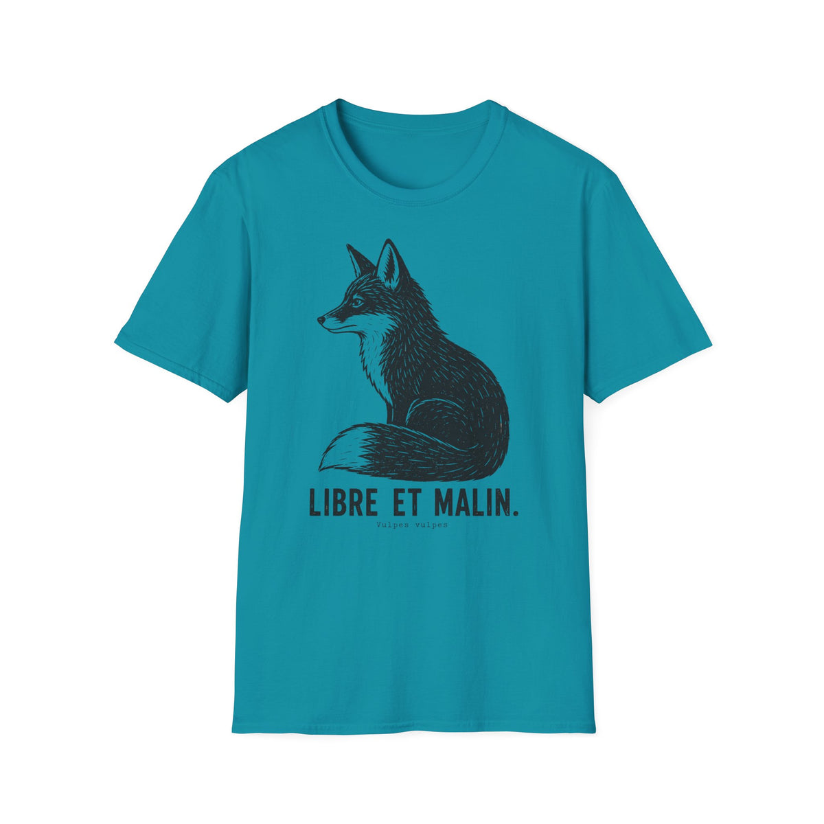 T-shirt illustré avec renard — « Libre et malin » — T-shirt graphique