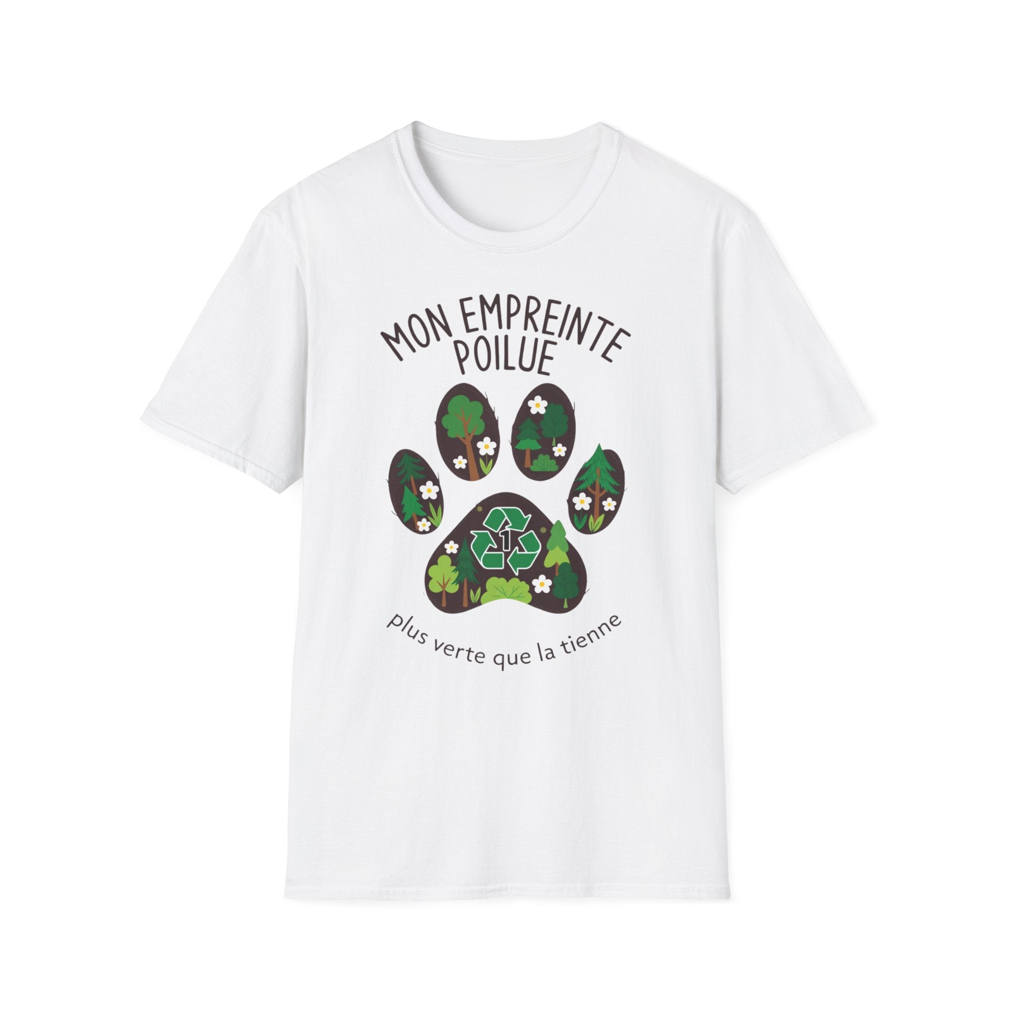 French Paw Print T‑Shirt — "Mon empreinte poilue" Floral Paw Graphic