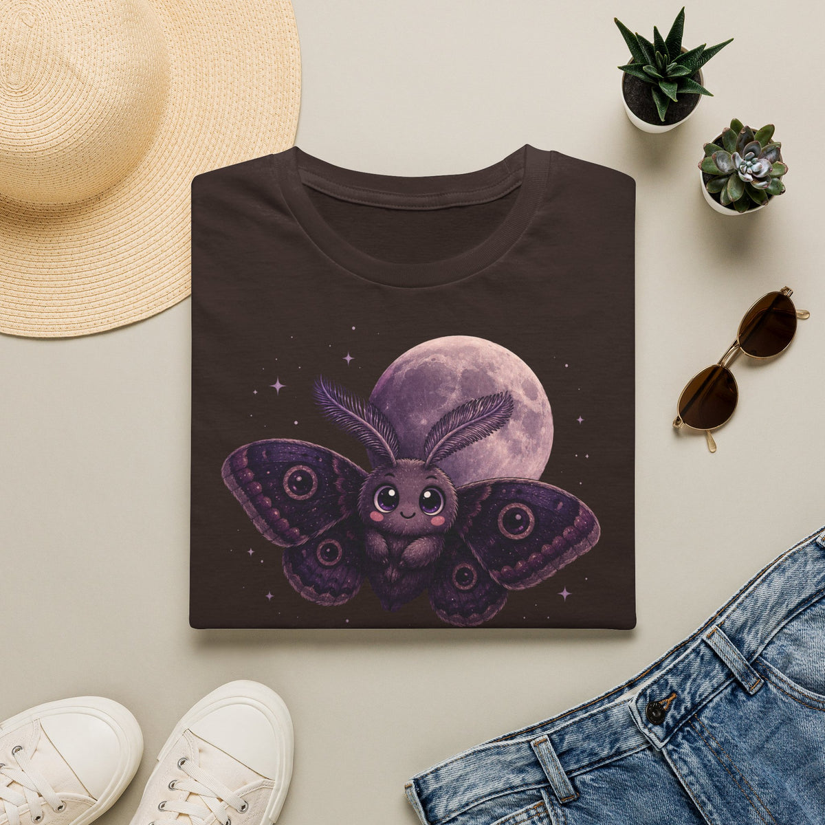 T-shirt avec papillon de nuit et lune — « La Lune » — T-shirt graphique