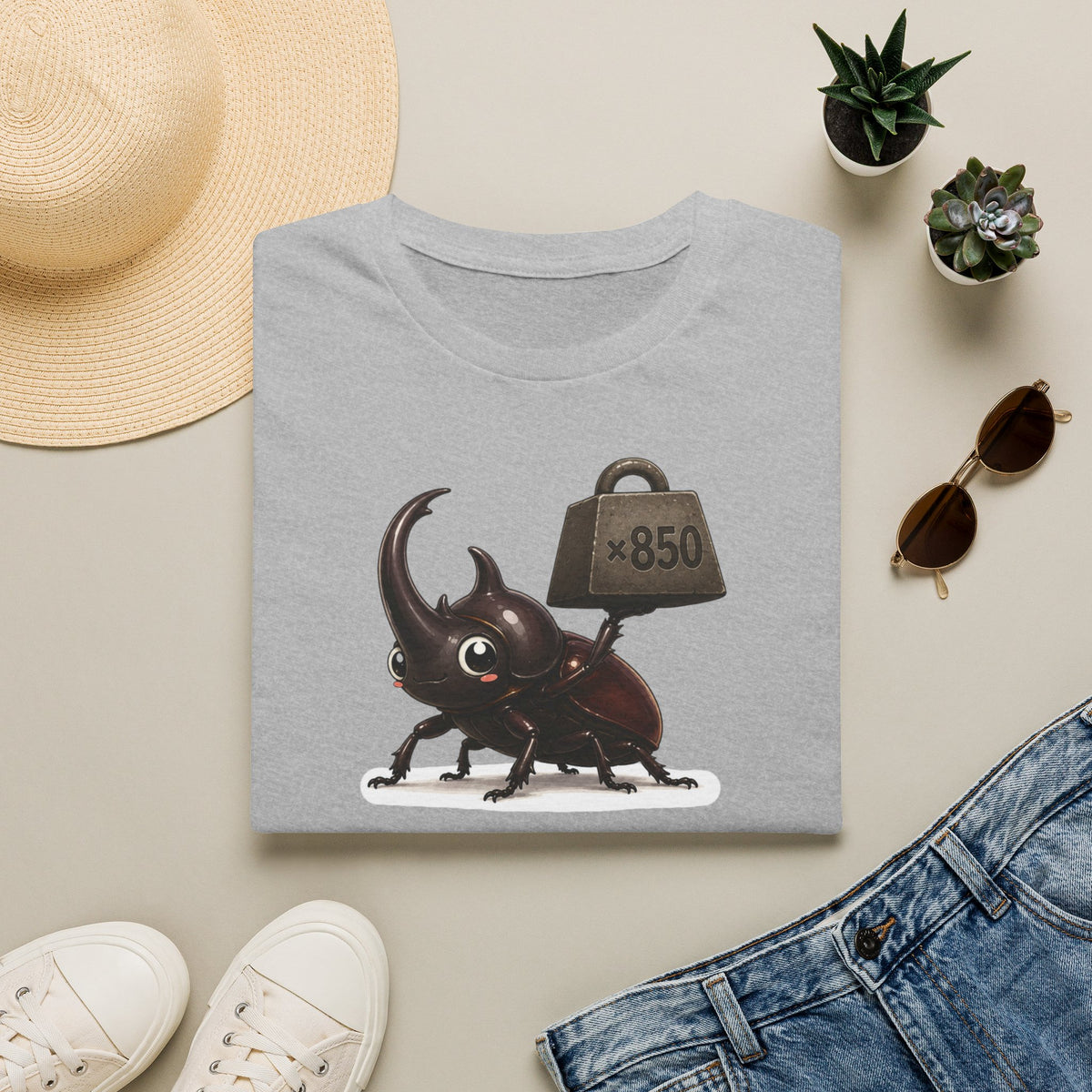T-shirt « Force du scarabée » — Adorable scarabée rhinocéros portant 850 fois son poids
