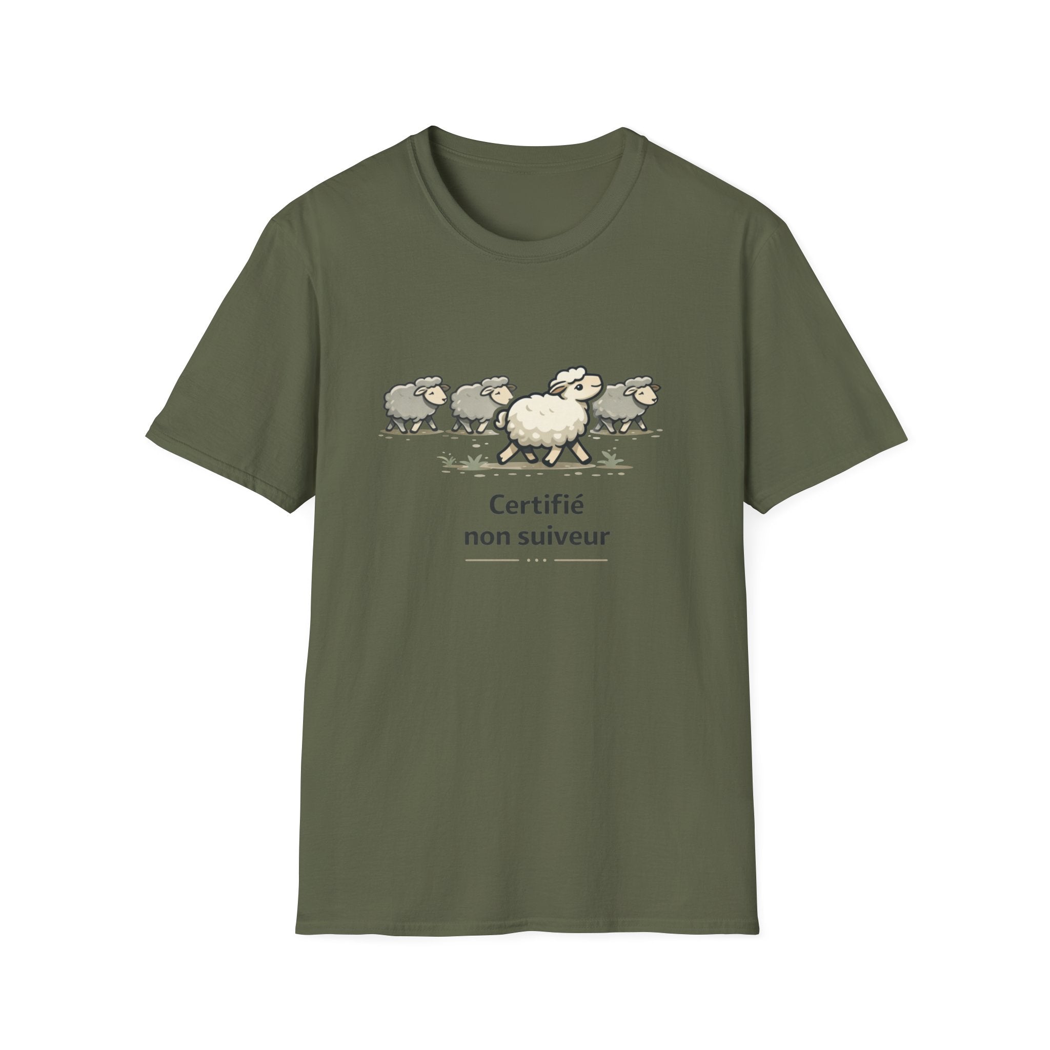 T-Shirt — "Certifié non suiveur" Funny Sheep Graphic Tee