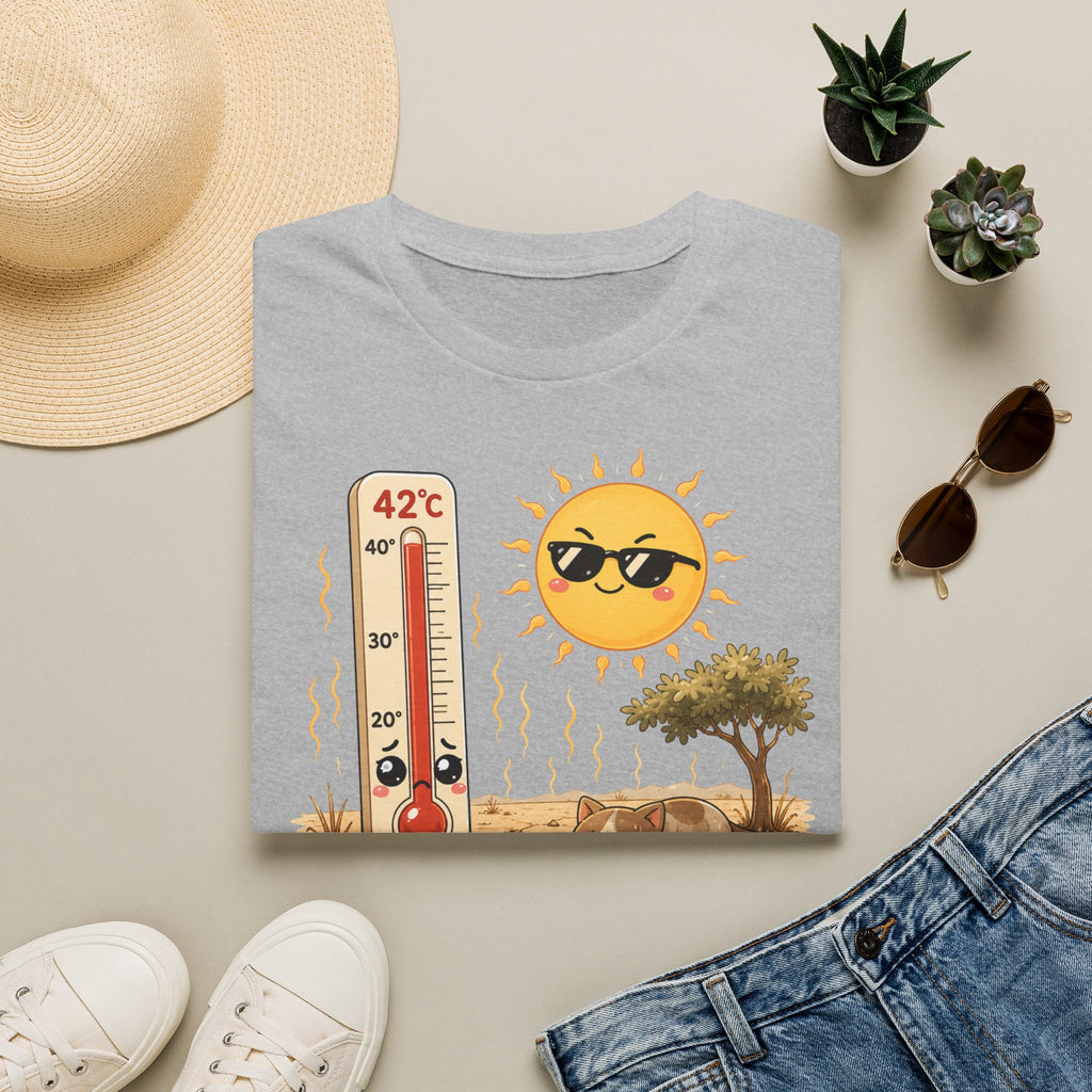 T-shirt graphique « Canicule » — Design thermomètre ensoleillé affichant 42 °C