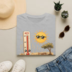T-shirt graphique « Canicule » — Design thermomètre ensoleillé affichant 42 °C