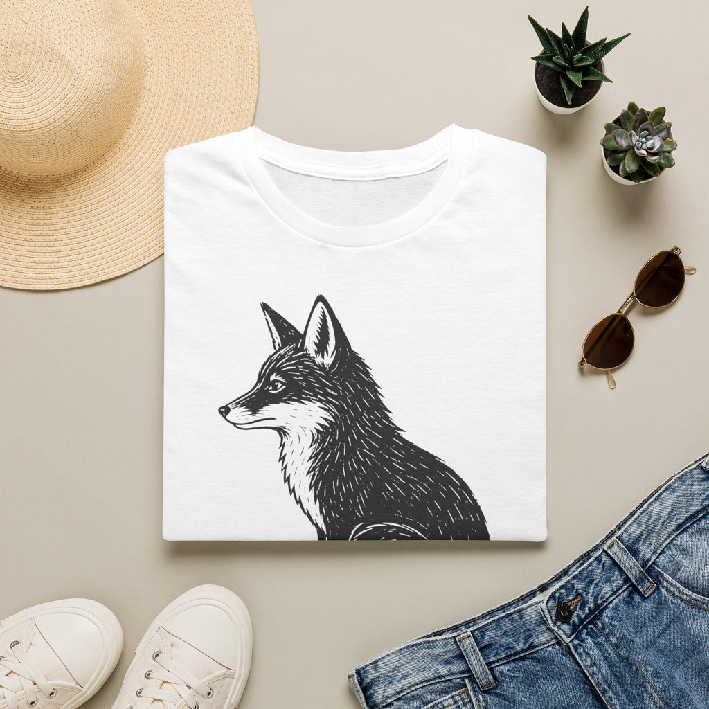 T-shirt illustré avec renard — « Libre et malin » — T-shirt graphique