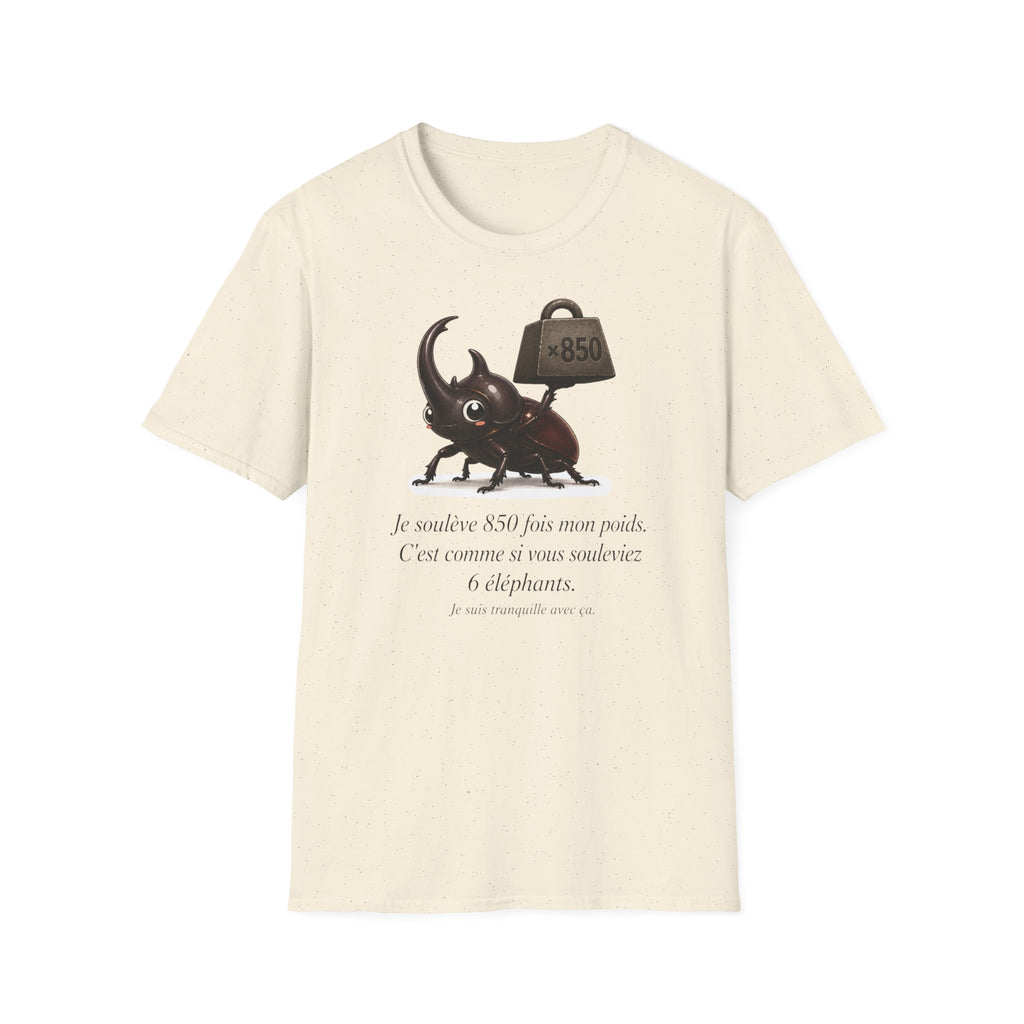 T-shirt « Force du scarabée » — Adorable scarabée rhinocéros portant 850 fois son poids