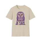 T-shirt graphique avec hibou — Hibou violet avec inscription « Je sais. »