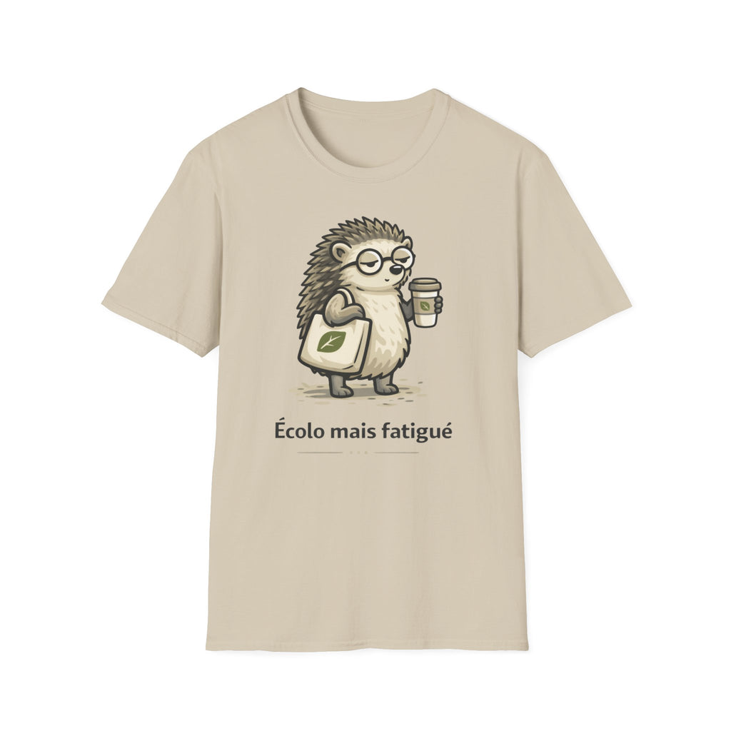 Eco Hedgehog T‑Shirt — "Écolo mais fatigué" Cute Eco-Friendly Graphic Tee