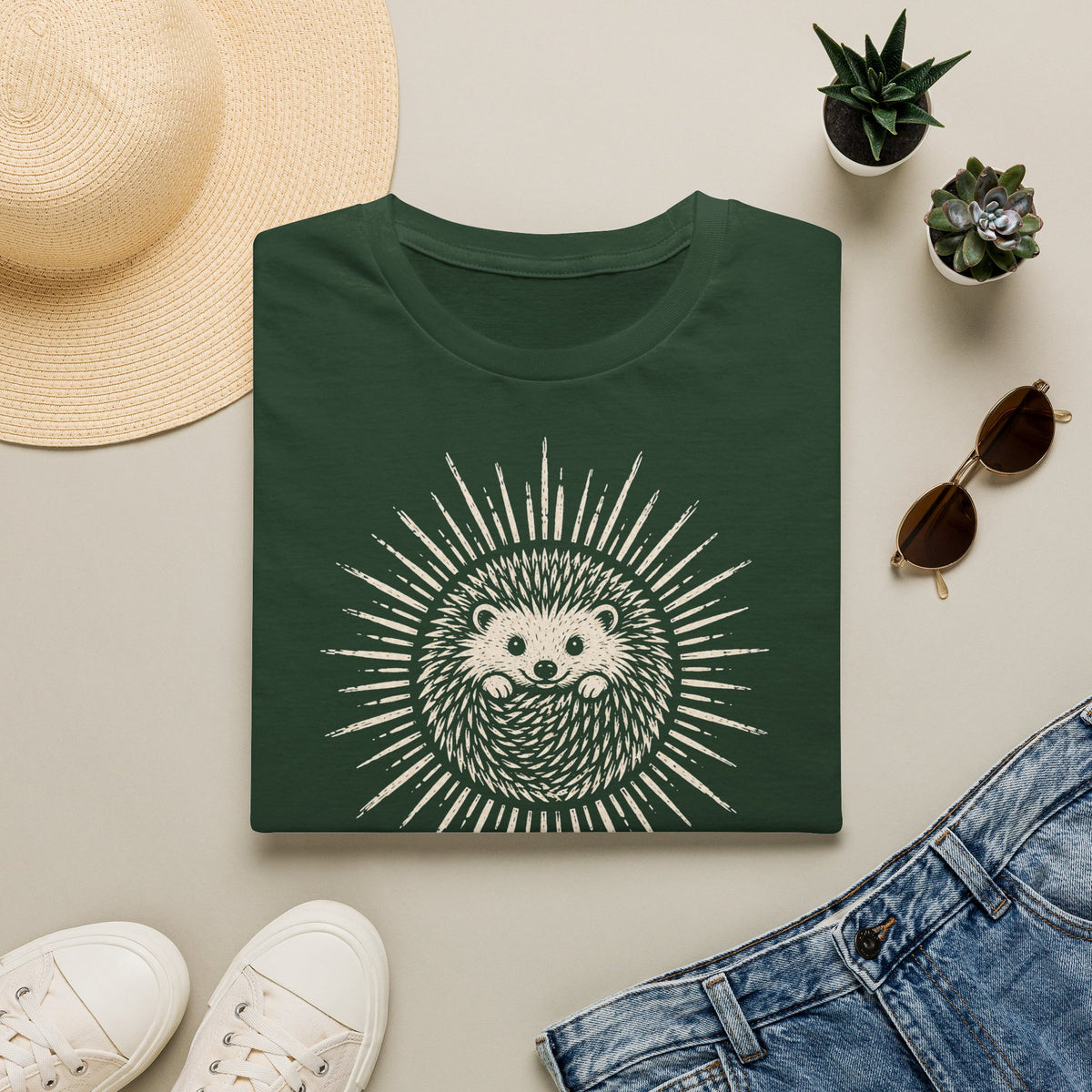 T-shirt Hérisson et énergie renouvelable — « Mon énergie est renouvelable » — T-shirt graphique écoresponsable