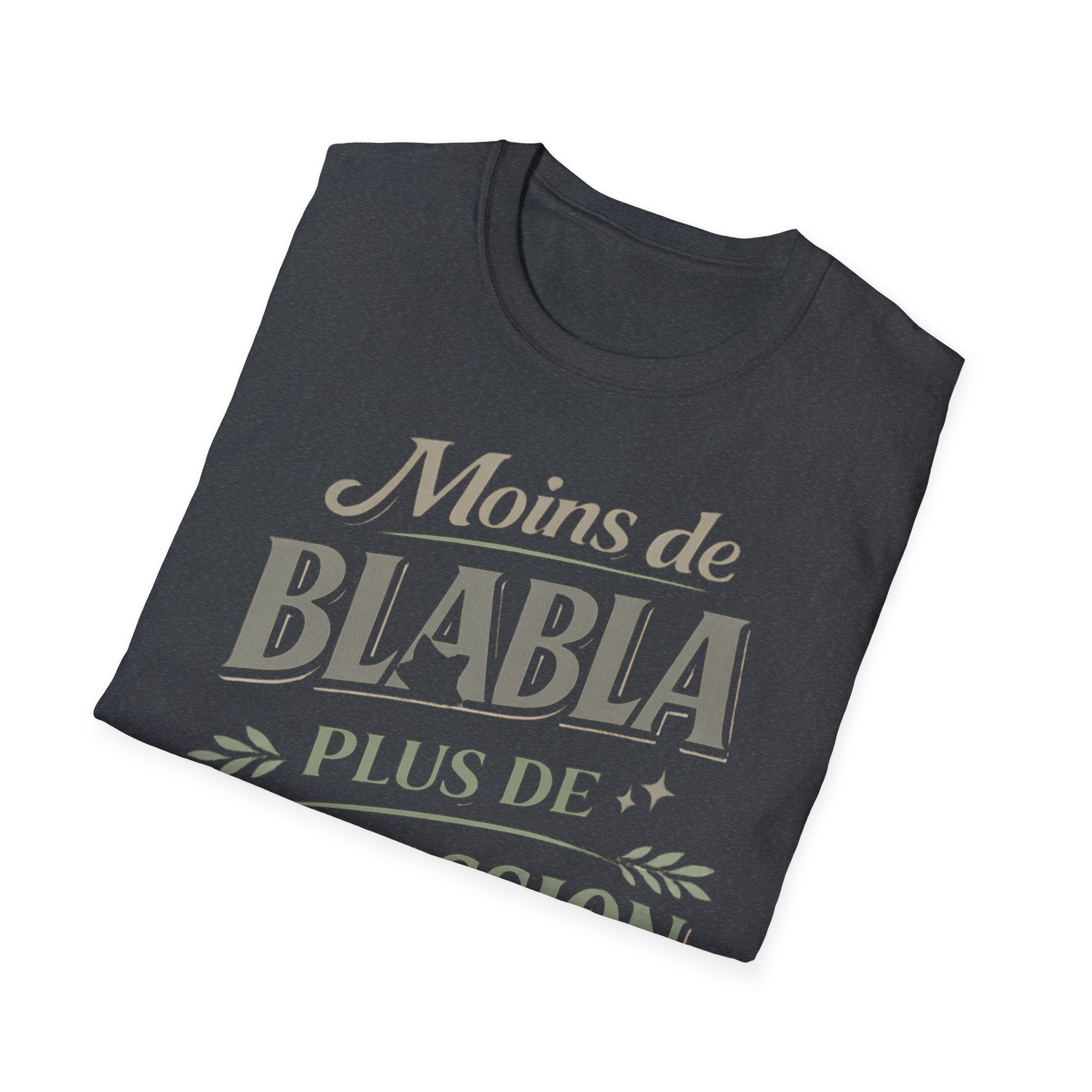 T-Shirt — "Moins de Blabla, Plus de Compassion" French Typography Tee