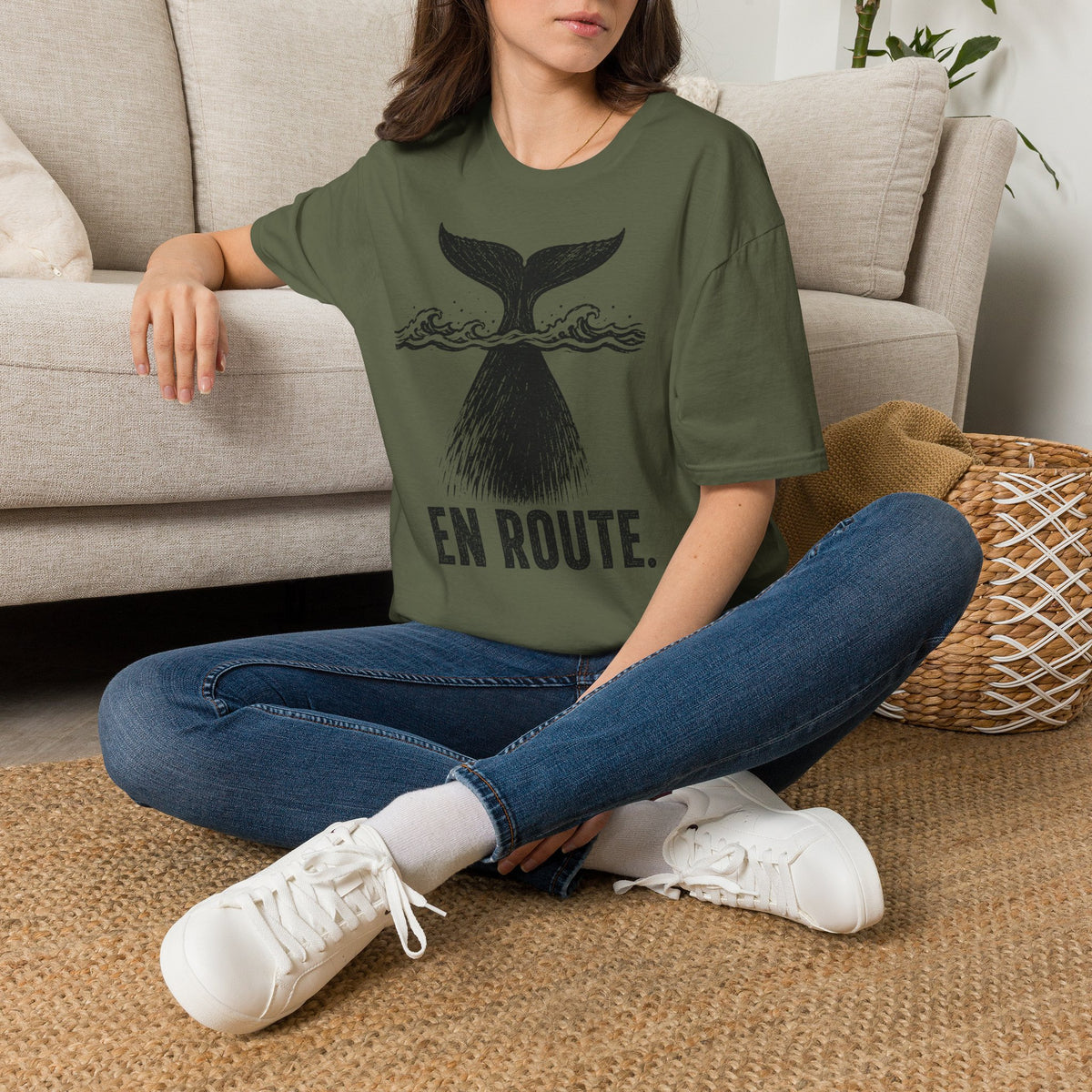 Whale Tail 'En Route' T-Shirt — Nautical Travel Graphic Tee
