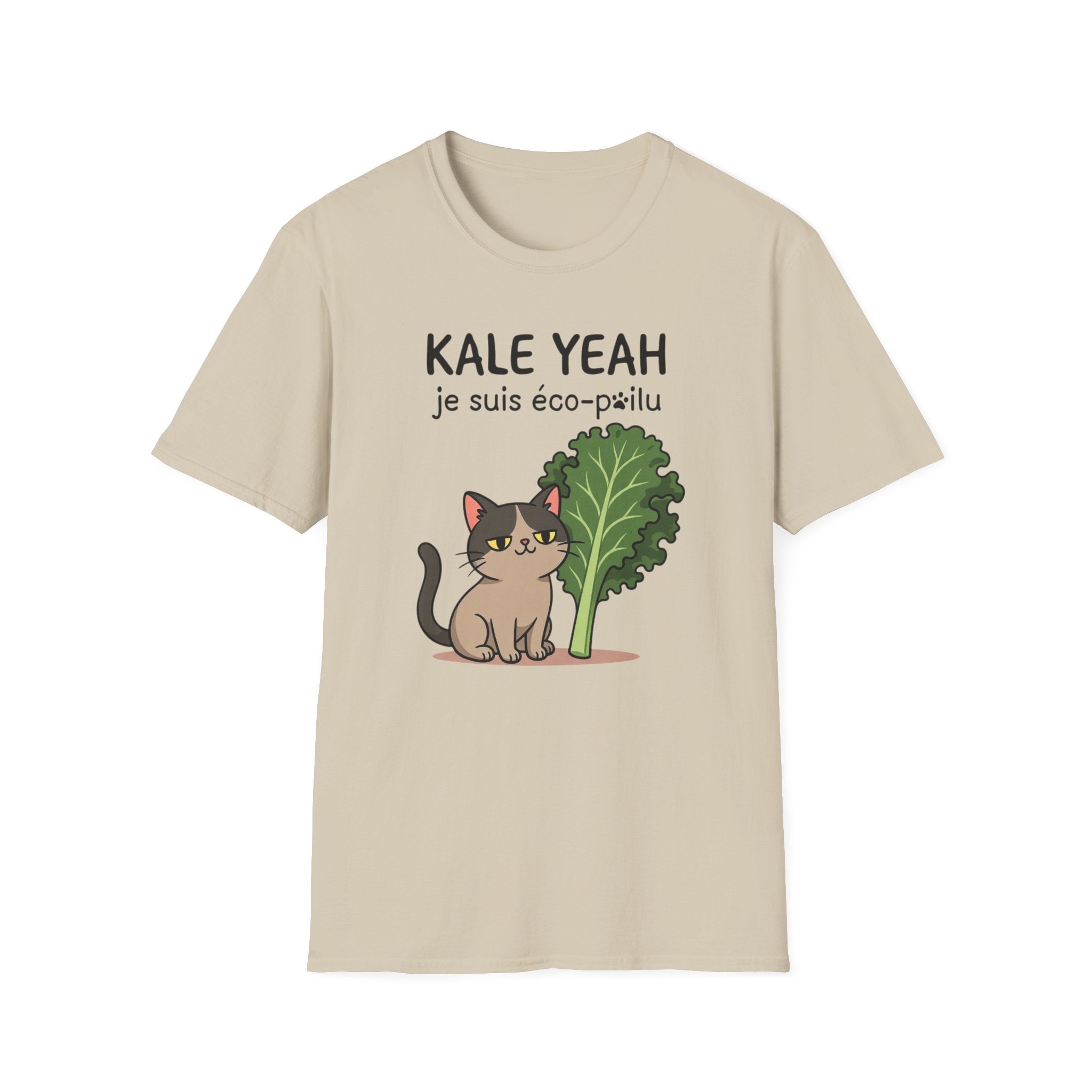 Kale Yeah Cat T-Shirt – Cute Vegan/eco-friendly Graphic Tee ("je suis éco-pailu")