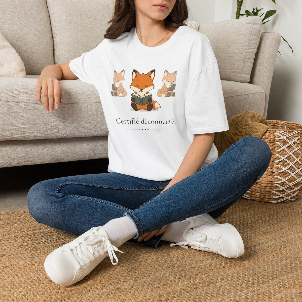 T-shirt Renards lecteurs — Adorables renards dessinés « Reconnecteur certifié »