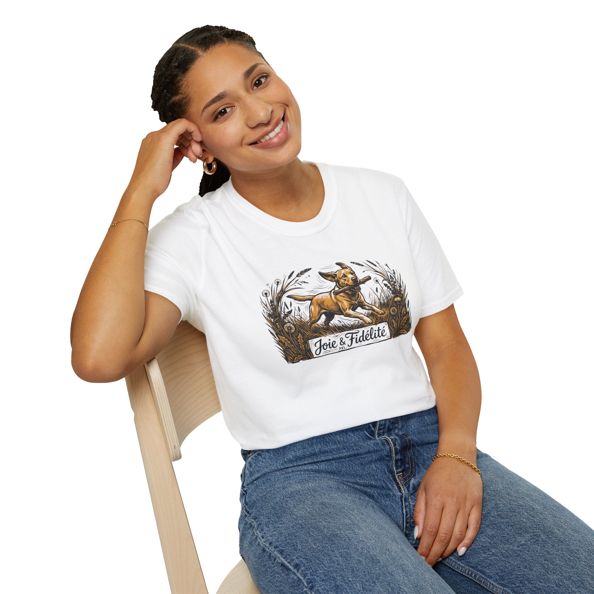 T-shirt de sauvetage canin — T-shirt illustration chien vintage «Joie & Fidélité»