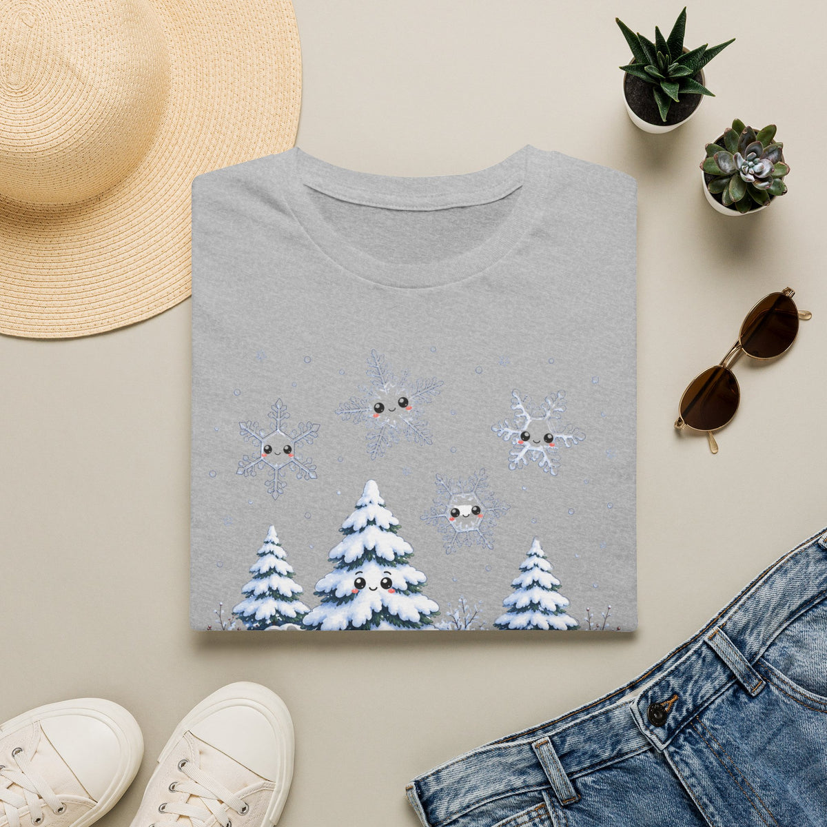 T-shirt Flocons de neige hivernaux — « Chaque flocon est unique » — T-shirt chaleureux pour les fêtes de fin d’année
