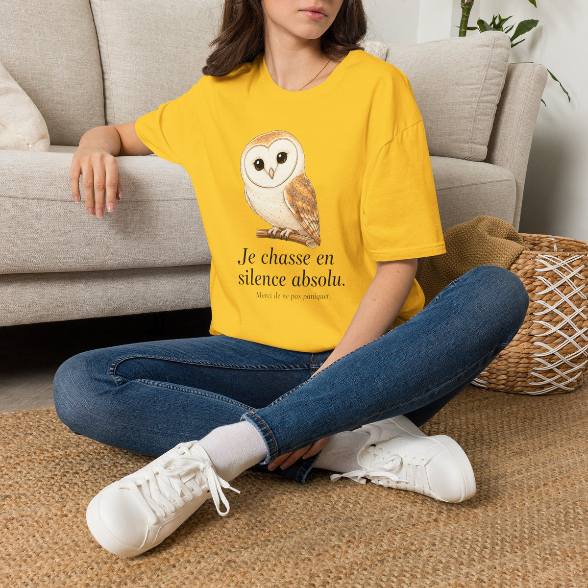 T-shirt Effraie des clochers — « Je chasse dans un silence absolu. »
