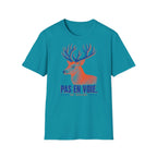 T-shirt illustré avec cerf — « PAS EN VOIE. » — T-shirt graphique vintage avec cerf