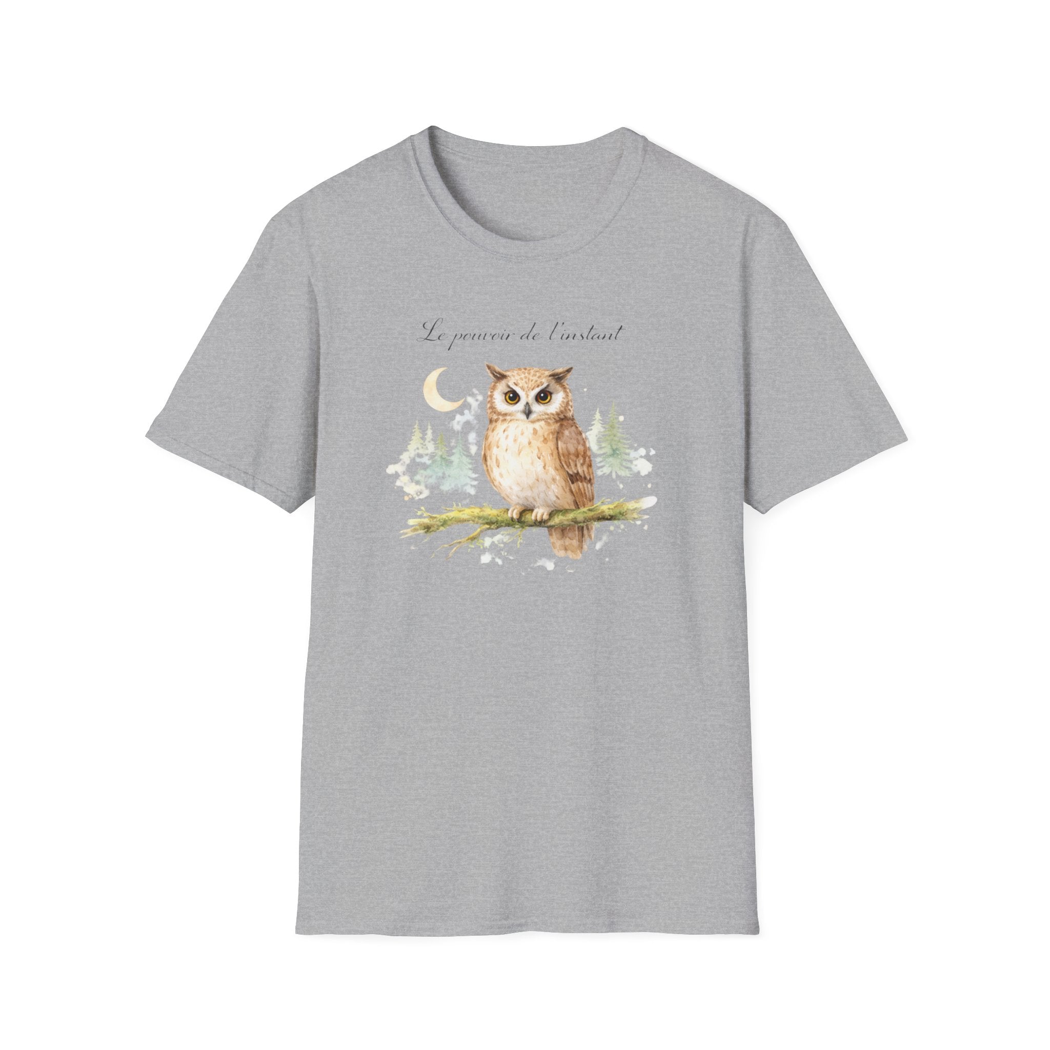 T-shirt hibou aquarelle — T-shirt graphique forêt nocturne «Le pouvoir de la nuit»